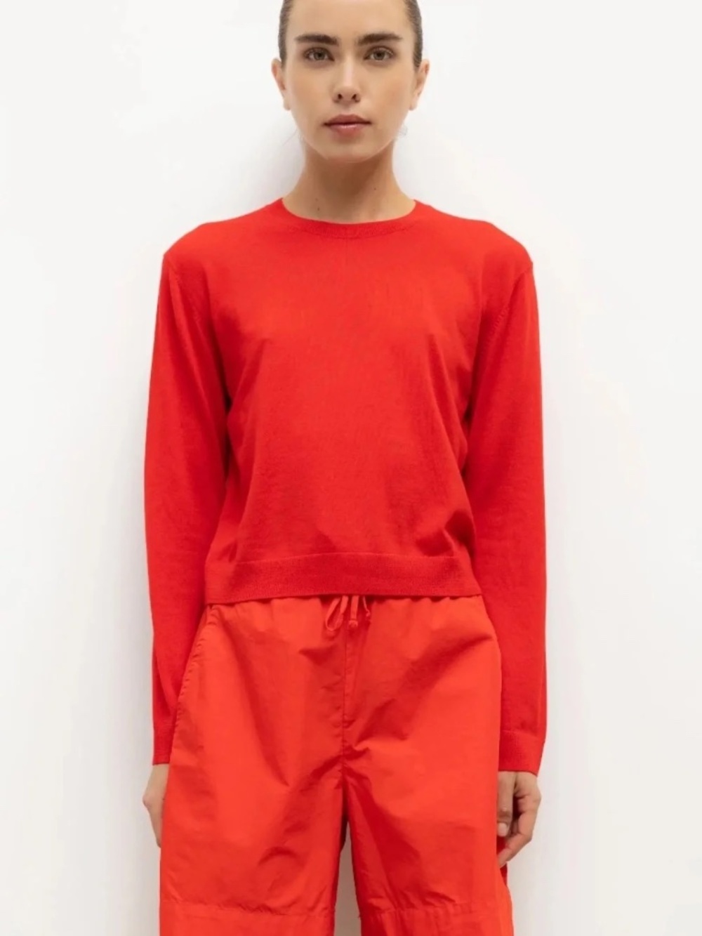 Leset James Merino Wool Crew — Lipstick Red | 100% Merino | Worn Once